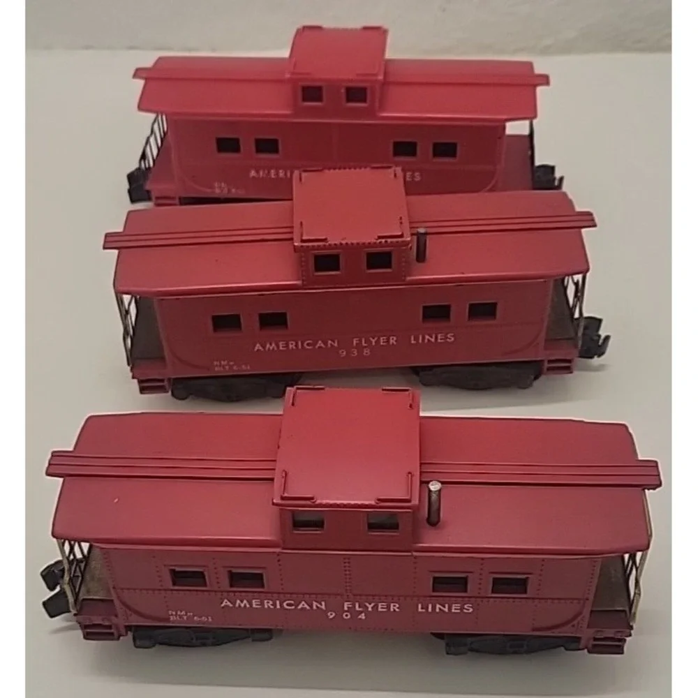Lot 3 American Flyer 806 904 938 Red Caboose S Gauge Train Cars